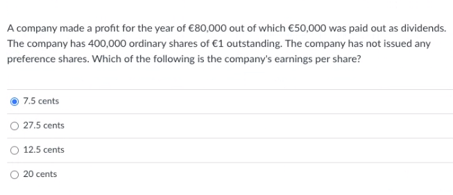 A Company Made A Profit For The Year Of 80 000 Out Of Which 50 000 Was Paid Out As Dividends The Company Has 400 000 1