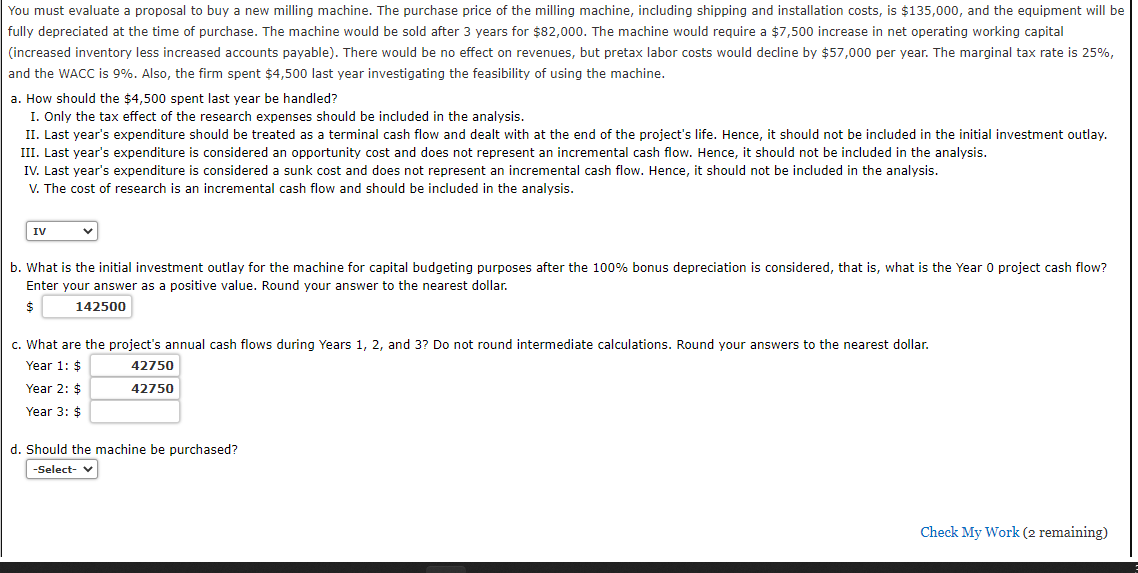 You Must Evaluate A Proposal To Buy A New Milling Machine The Purchase Price Of The Milling Machine Including Shipping 1