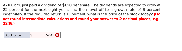 Atx Corp Just Paid A Dividend Of 1 90 Per Share The Dividends Are Expected To Grow At 22 Percent For The Next Eight Y 1