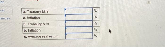8 Suppose We Have The Following Treasury Bill Returns And Inflation Rates Over An Eight Year Period Ints Year 1 2 3 4 2