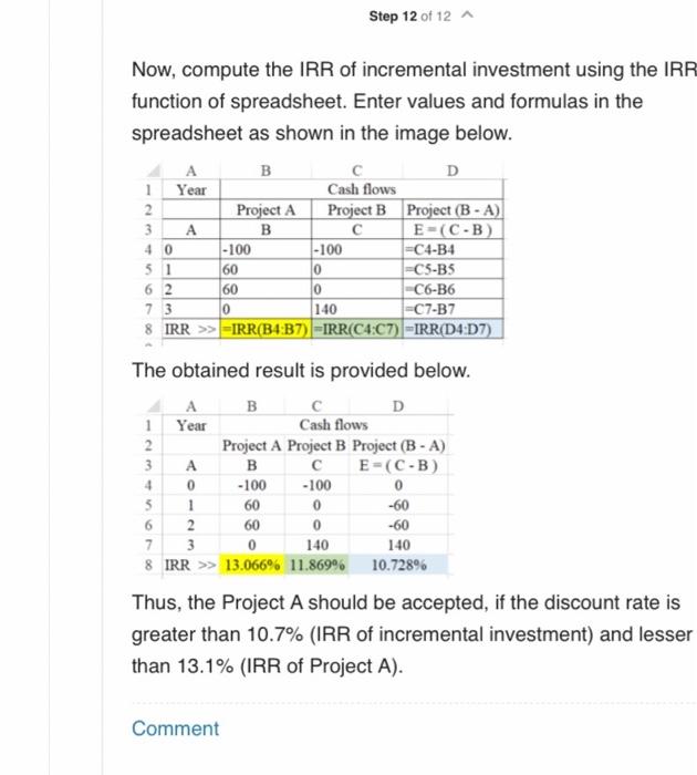 D Calculate The Npv Of The Incremental Investment B A Fordiscount Rates Of 0 10 And 20 Plot These On Your Graph 3