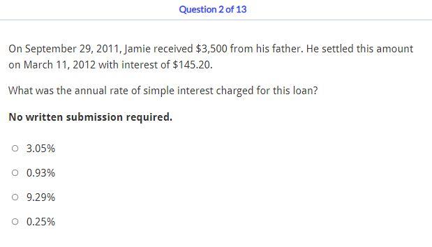 Question 2 Of 13 On September 29 2011 Jamie Received 3 500 From His Father He Settled This Amount On March 11 2012 1