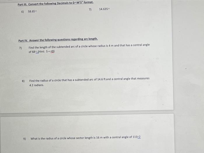 Part Iii Convert The Following Decimals To Dam S Format 7 14 6350 6 58 650 Part Iv Answer The Following Questions 1