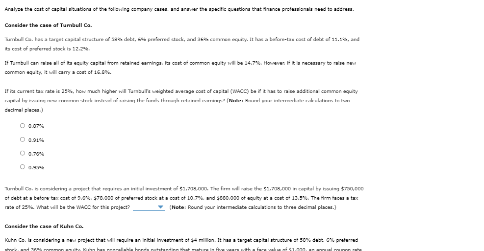 Analyze The Cost Of Capital Situations Of The Following Company Cases And Answer The Specific Questions That Finance Pr 1