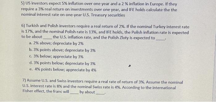 A Multiple Choices 5 Points Each 1 Assume Us Is The Home Country And Turkey Is The Foreign Country Turkey Inflation 2