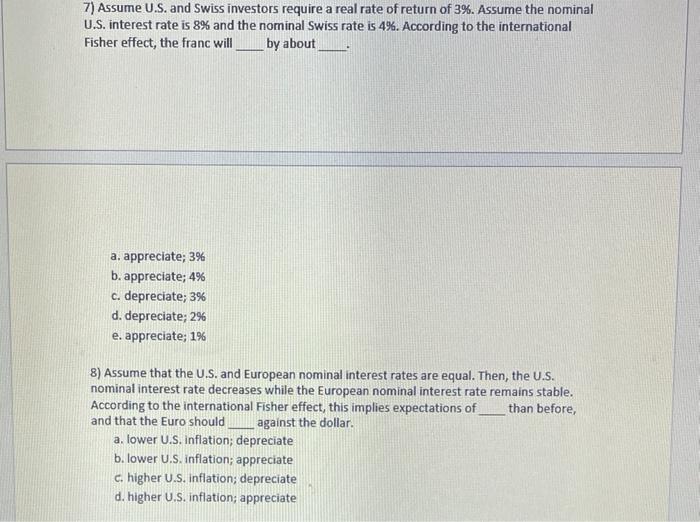 A Multiple Choices 5 Points Each 1 Assume Us Is The Home Country And Turkey Is The Foreign Country Turkey Inflation 3