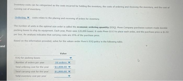 Inventory Costs Can Be Categorized As The Costs Incurred For Holding The Inventory The Costs Of Ordering And Receiving 1