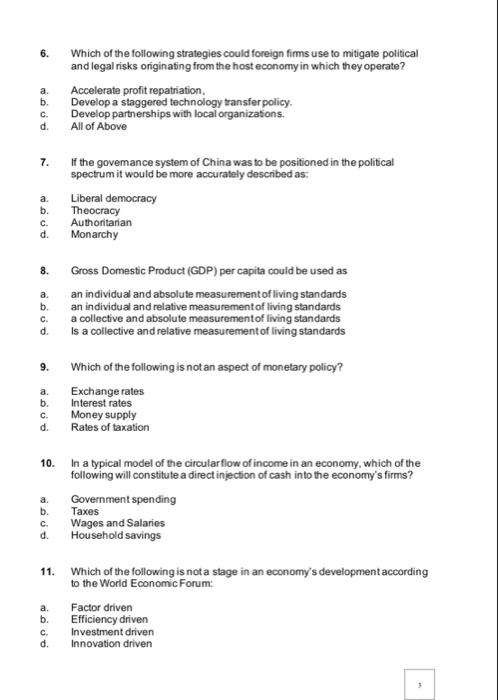 1 A B Which Of The Following Statements Is True About An Intemational Business An International Business Needs To In 2