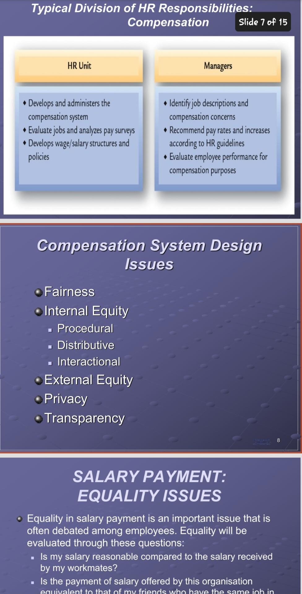 Typical Division Of Hr Responsibilities Compensation Slide 7 Of 15 Hr Unit Managers Develops And Administers The Comp 1