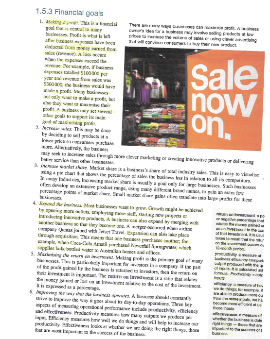 A Sale Now On 1 5 3 Financial Goals 1 Making A Profit This Is A Financial There Are Many Ways Businesses Can Maximise 1