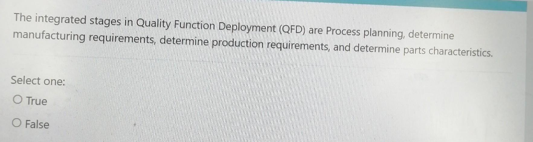 The Integrated Stages In Quality Function Deployment Qfd Are Process Planning Determine Manufacturing Requirements D 1