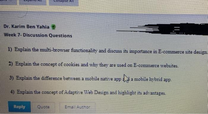 Collapse All Dr Karim Ben Yahia Week 7 Discussion Questions 1 Explain The Multi Browser Functionality And Discuss Its 1