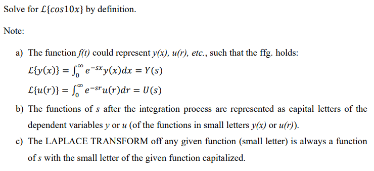 Solve For L Cos10x By Definition Note A The Function F T Could Represent Y X U R Etc Such That The Ffg Holds 1