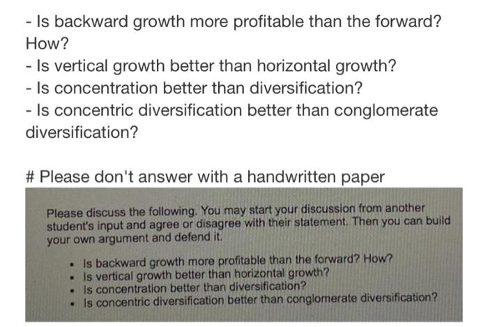 Is Backward Growth More Profitable Than The Forward How Is Vertical Growth Better Than Horizontal Growth Is Con 1