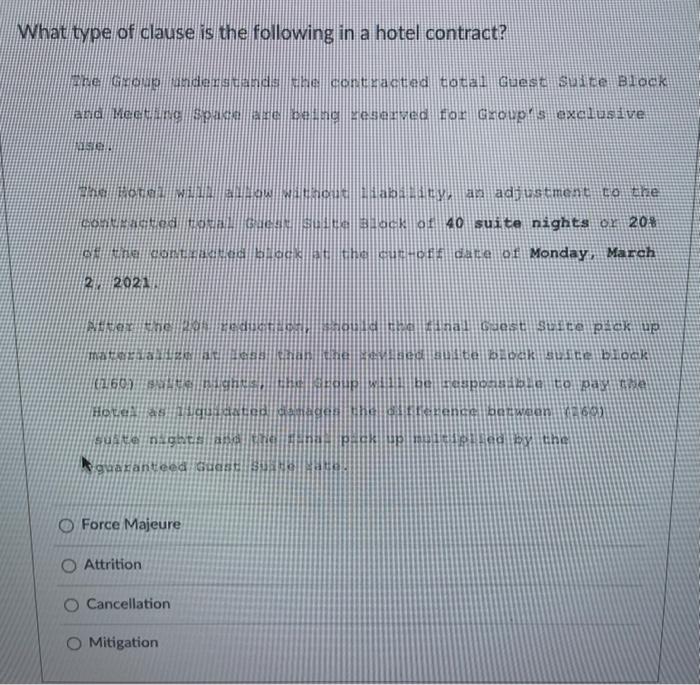 What Type Of Clause Is The Following In A Hotel Contract Nel Gounderstand The Contracted Total Quest Suite Block And Me 1