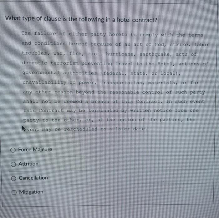 What Type Of Clause Is The Following In A Hotel Contract Nel Gounderstand The Contracted Total Quest Suite Block And Me 2