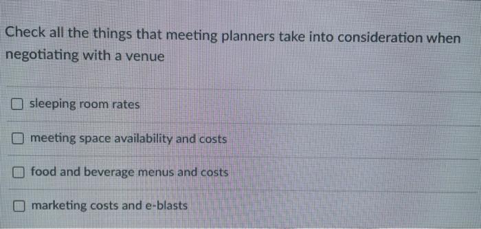 Check All The Things That Meeting Planners Take Into Consideration When Negotiating With A Venue Sleeping Room Rates Mee 1