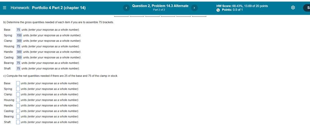 Homework Portfolio 4 Part 2 Chapter 14 Question 2 Problem 14 3 Alternate Part 2 Of 2 Hw Score 68 43 13 69 Of 20 P 1