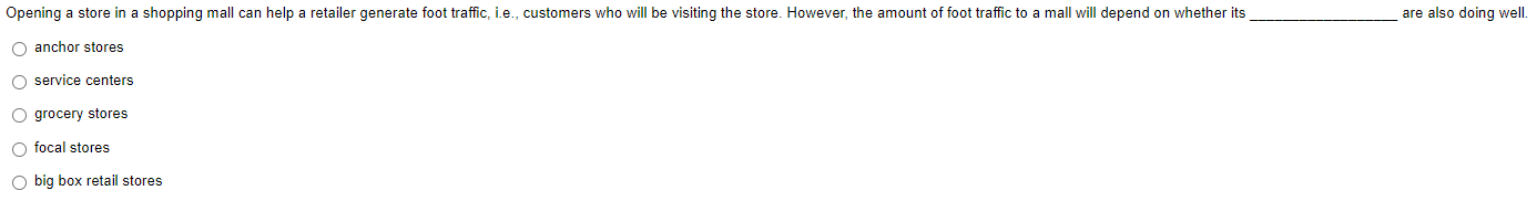 Opening A Store In A Shopping Mall Can Help A Retailer Generate Foot Traffic I E Customers Who Will Be Visiting The S 1