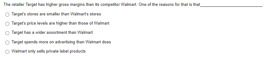 The Retailer Target Has Higher Gross Margins Than Its Competitor Walmart One Of The Reasons For That Is That Target S S 1