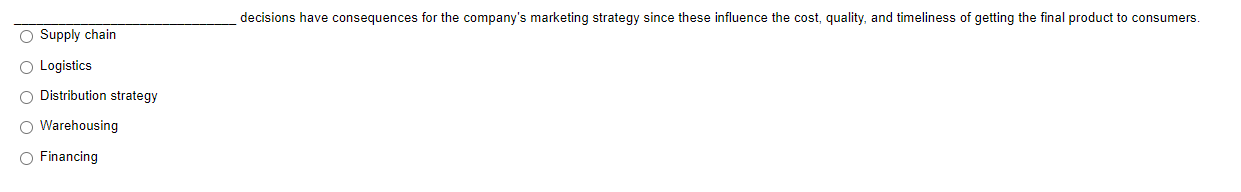 Decisions Have Consequences For The Company S Marketing Strategy Since These Influence The Cost Quality And Timeliness 1