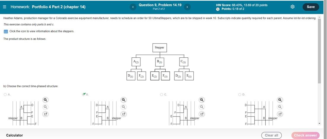 E Homework Portfolio 4 Part 2 Chapter 14 Question 9 Problem 14 19 Part 2 Of 2 Hw Score 68 43 13 69 Of 20 Points P 1