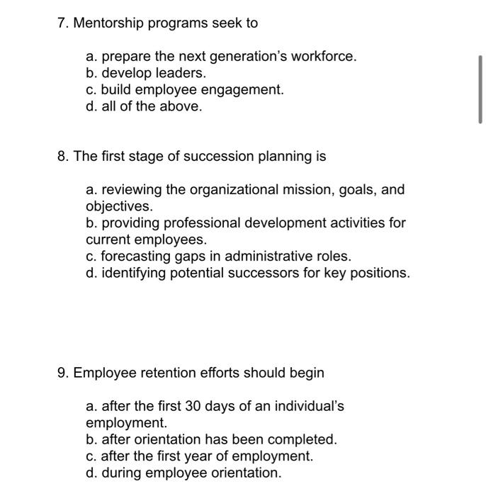 7 Mentorship Programs Seek To A Prepare The Next Generation S Workforce B Develop Leaders C Build Employee Engagem 1