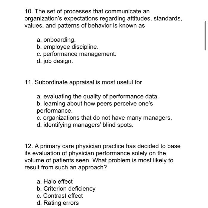 10 The Set Of Processes That Communicate An Organization S Expectations Regarding Attitudes Standards Values And Pat 1