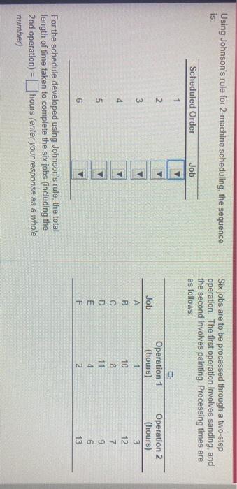 Using Johnson S Rule For 2 Machine Scheduling The Sequence Is Six Jobs Are To Be Processed Through A Two Step Operation 1
