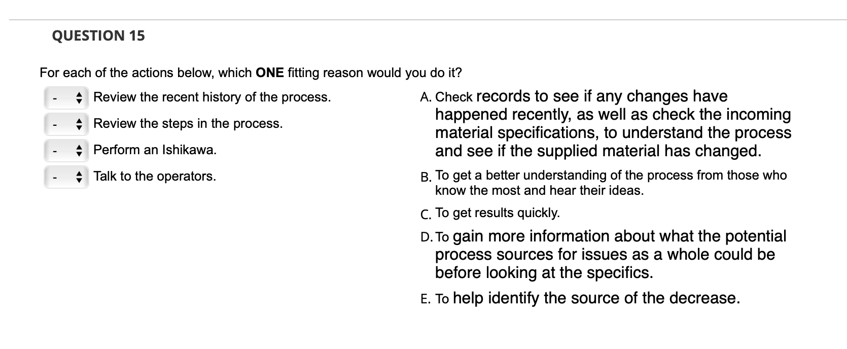 Question 15 For Each Of The Actions Below Which One Fitting Reason Would You Do It A Review The Recent History Of The 1