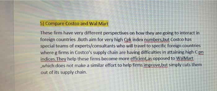 5 Compare Costco And Wal Mart These Firm Have Very Different Perspectives On How They Are Going To Interact In Foreign 1