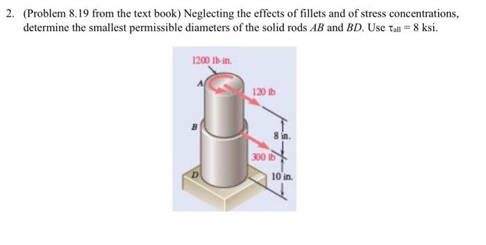 2 Problem 8 19 From The Text Book Neglecting The Effects Of Fillets And Of Stress Concentrations Determine The Small 1