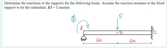 Determine The Reactions At The Supports For The Following Beam Assume The Reaction Moment At The Fixed Support To Be Th 1