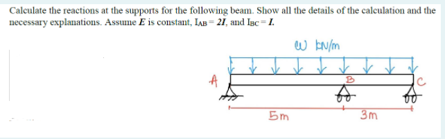Calculate The Reactions At The Supports For The Following Beam Show All The Details Of The Calculation And The Necessar 1