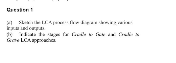 Question 1 A Sketch The Lca Process Flow Diagram Showing Various Inputs And Outputs B Indicate The Stages For Cradl 1