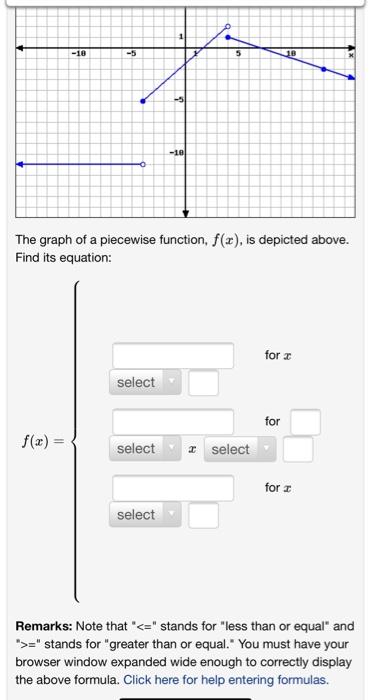 18 18 5 10 10 The Graph Of A Piecewise Function F X Is Depicted Above Find Its Equation For Select For F X 1