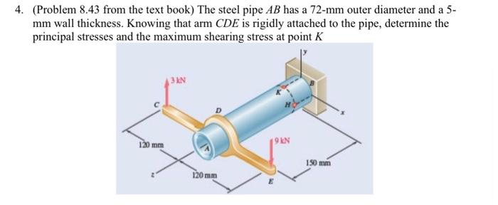 4 Problem 8 43 From The Text Book The Steel Pipe Ab Has A 72 Mm Outer Diameter And A 5 Mm Wall Thickness Knowing Th 2