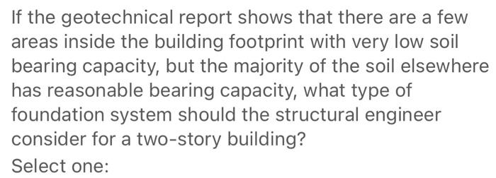 If The Geotechnical Report Shows That There Are A Few Areas Inside The Building Footprint With Very Low Soil Bearing Cap 1