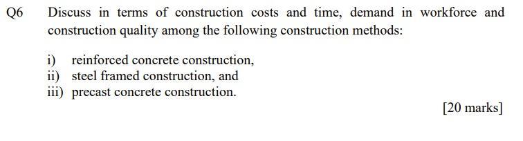 06 Discuss In Terms Of Construction Costs And Time Demand In Workforce And Construction Quality Among The Following Con 1