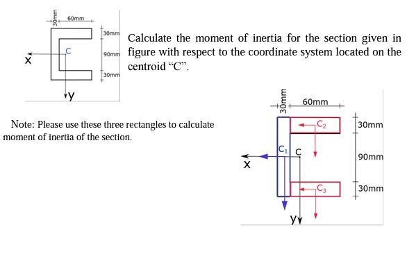 60mm 30mm N Calculate The Moment Of Inertia For The Section Given In Somm Figure With Respect To The Coordinate System L 1