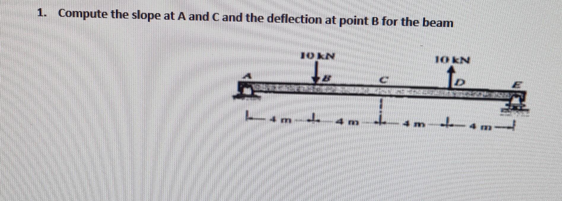 1 Compute The Slope At A And C And The Deflection At Point B For The Beam 1