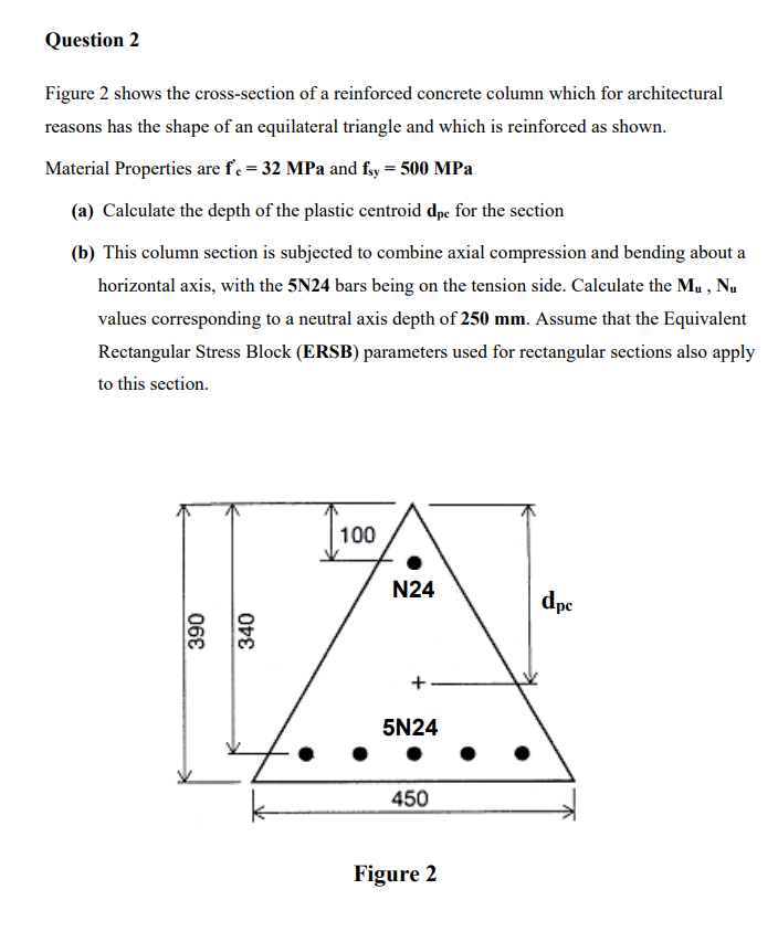 Question 2 Figure 2 Shows The Cross Section Of A Reinforced Concrete Column Which For Architectural Reasons Has The Shap 1
