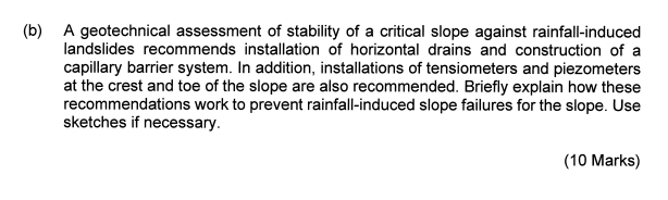 B A Geotechnical Assessment Of Stability Of A Critical Slope Against Rainfall Induced Landslides Recommends Installati 1