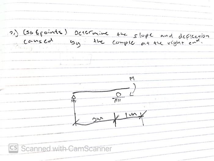 2 55 Points Determine Caused The The Slope And Deflection Sy Couple At The Right End M Kimy Cs Scanned With Cams 1