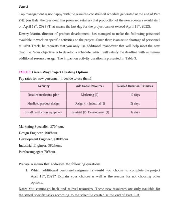 30 Days 1 15 Days 5 15 Days 4 Table 1 Green Way Project Product Development Project Id Task Name Duration Predecessor 3