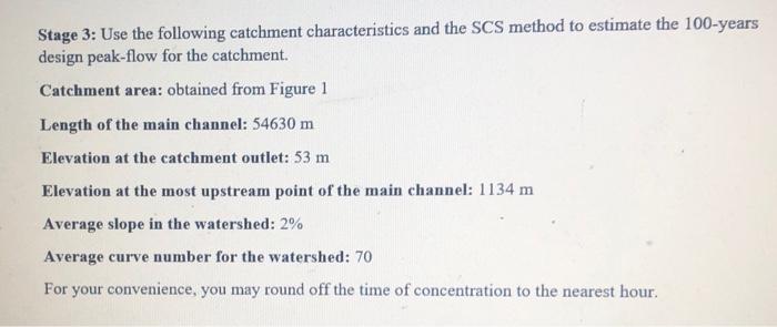 Stage 3 Use The Following Catchment Characteristics And The Scs Method To Estimate The 100 Years Design Peak Flow For T 1