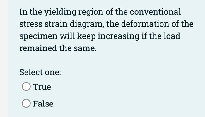 In The Yielding Region Of The Conventional Stress Strain Diagram The Deformation Of The Specimen Will Keep Increasing I 1