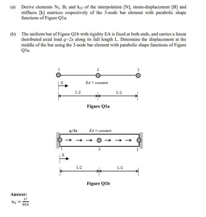 A Derive Elements N2 B2 And K22 Of The Interpolation N Strain Displacement B And Stiffness K Matrices Respecti 1