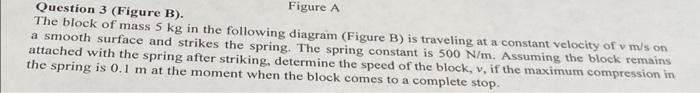 Figure A Question 3 Figure B The Block Of Mass 5 Kg In The Following Diagram Figure B Is Traveling At A Constant Ve 1