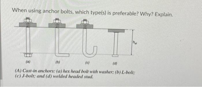 When Using Anchor Bolts Which Type S Is Preferable Why Explain 0 B C D A Cast In Anchors A Hex Head Bo 1